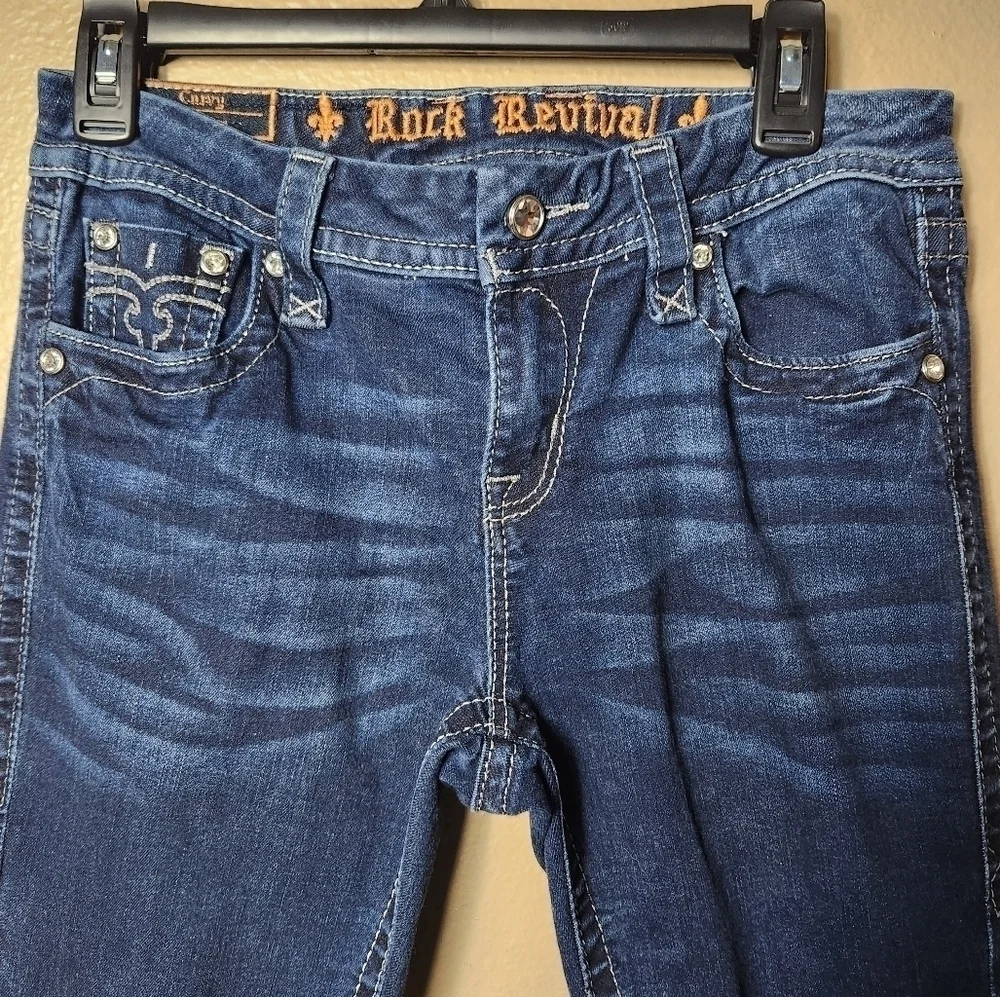Rock Revival Jessica Curvy Midrise Thick Stitch Flap Pocket Skinny Jeans-Size 27
